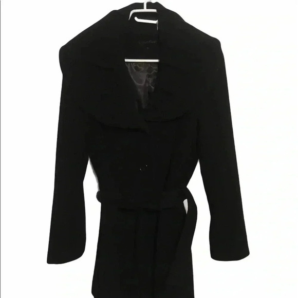 Calvin Klein black wool pea coat sz  10 - Picture 1 of 5